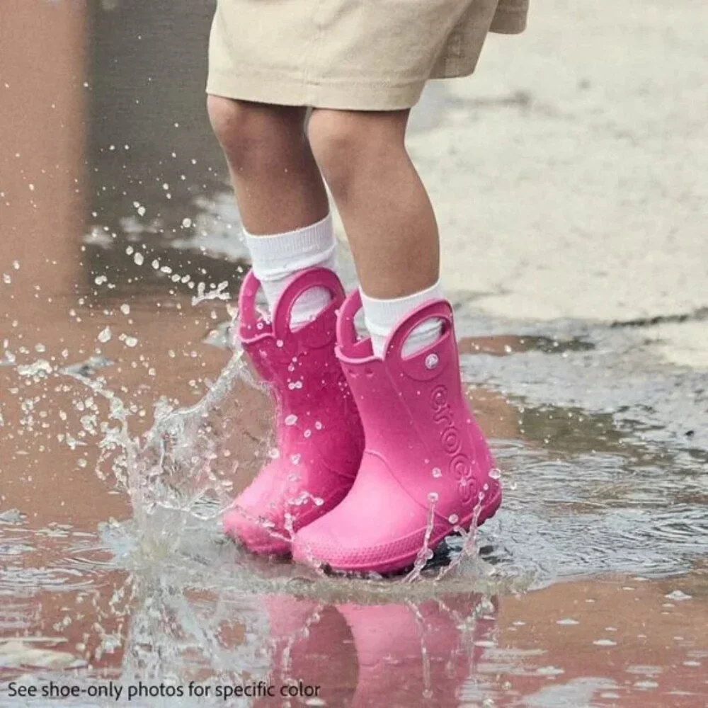 Crocs Girls' Candy Pink Handle It Mid-Calf Pull-On Rain Boots Size US 6